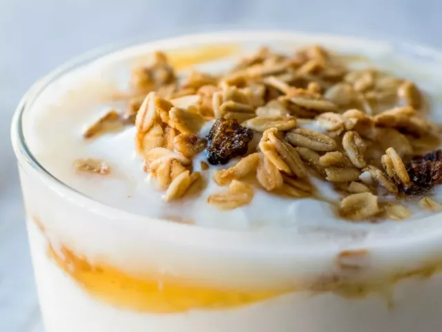 Homemade yogurt with honey and granola