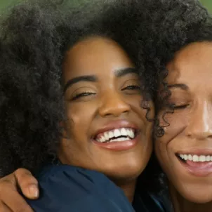 Mother and daughter hugging on Mother's Day