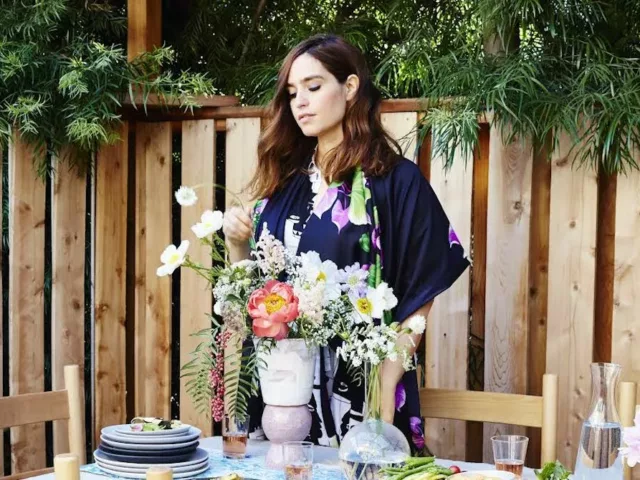 Jessica Murnane standing by outdoor dining area