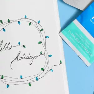 Holiday greeting script with Flawless + Fearless packets