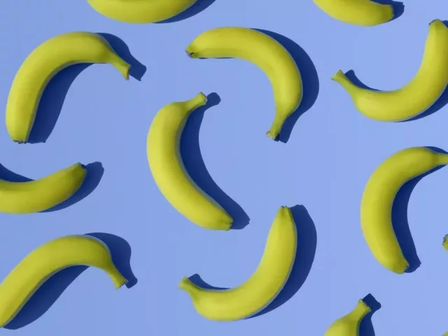 Bananas on bright blue background