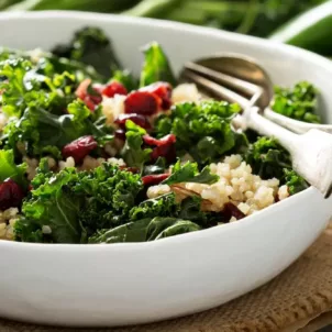 Kale and quinoa bowl, otherwise Healthy Foods That Cause Bloating