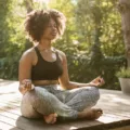 Woman meditating at home