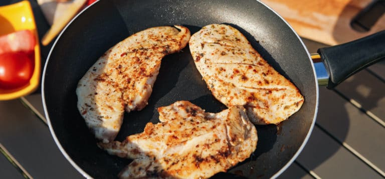 Grilled chicken on a skillet, approved to eat for good keto diet results