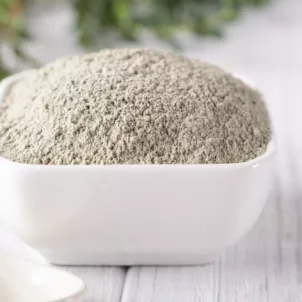 Ground powder in a bowl to make a DIY armpit detox mask