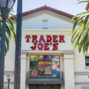 Trader Joe's storefront with palm trees