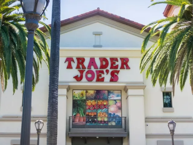 Trader Joe's storefront with palm trees