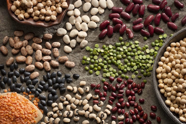 Variety of legumes on a table - good to eat once weekly on the satiating diet