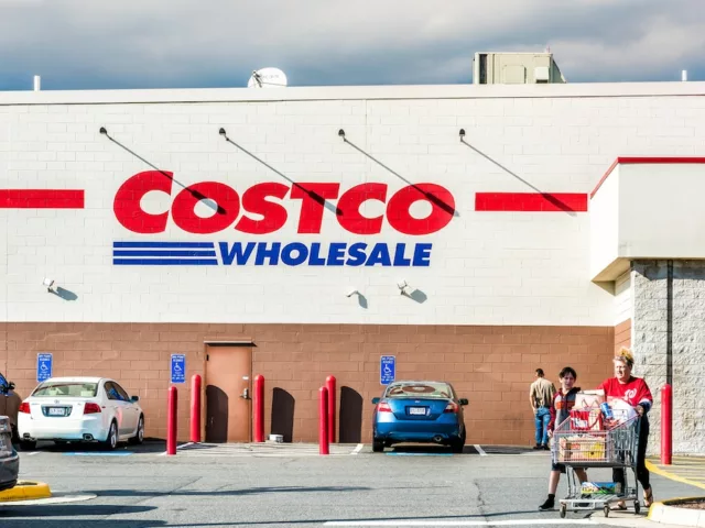 Costco Wholesale storefront and parking lot