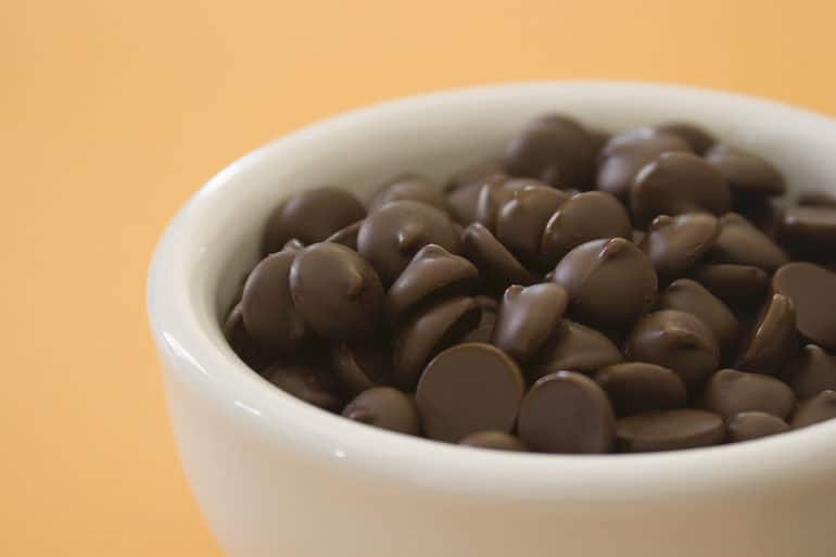 Dark chocolate chips for healthy dessert option 