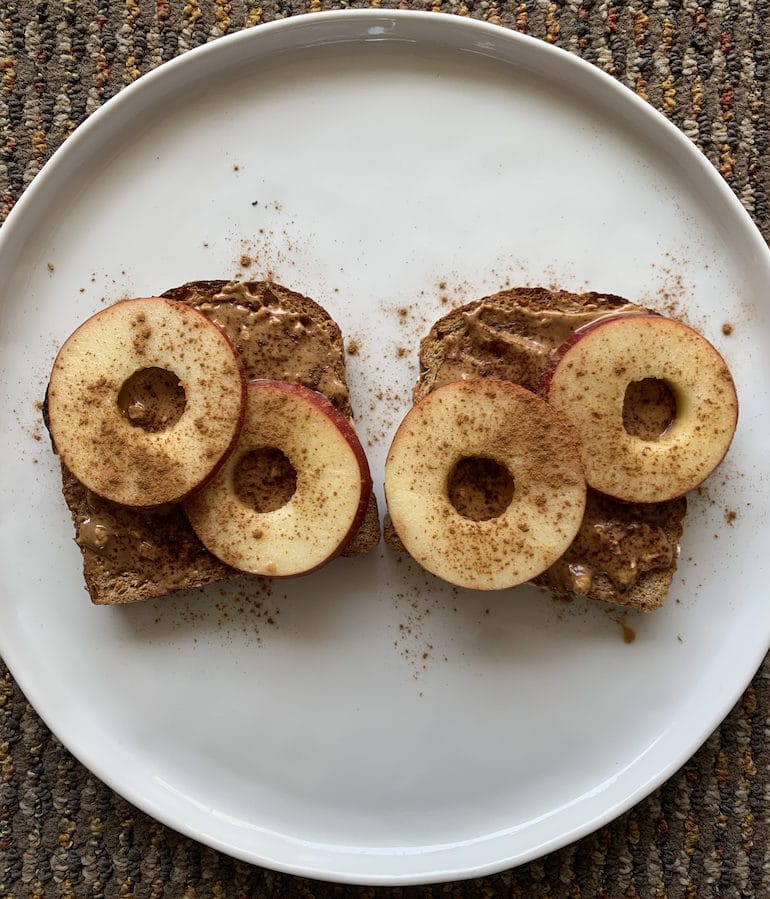 Dave's Killer Bread Toast with Sliced Applies and Cinnamon