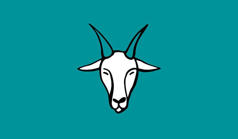 capricorn horned goat illustration on green background