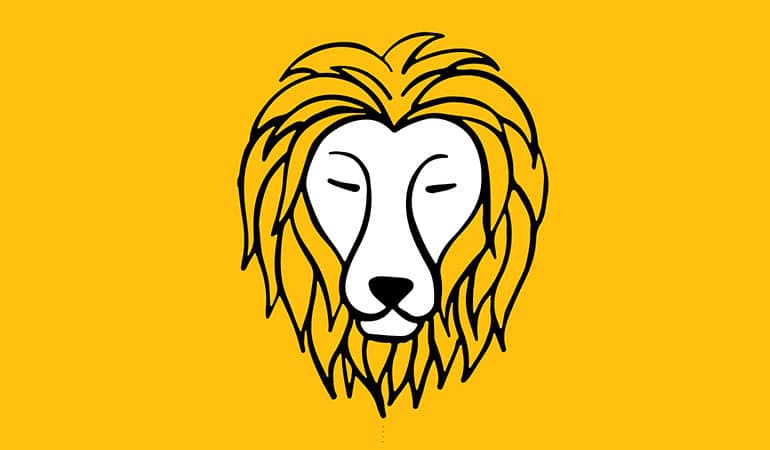 leo lion illustration on yellow bckground