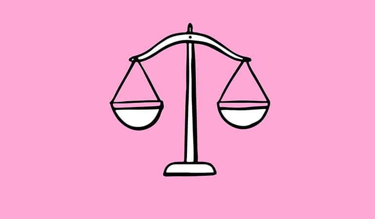 Libra scales illustration on pink background