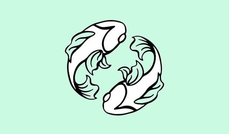 pisces fish illustration on blue green background