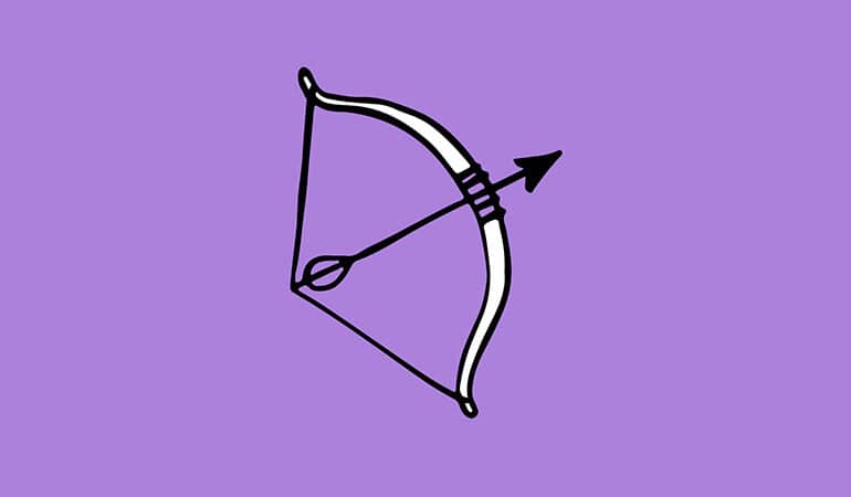 sagittarius archer symbol illustration with purple background