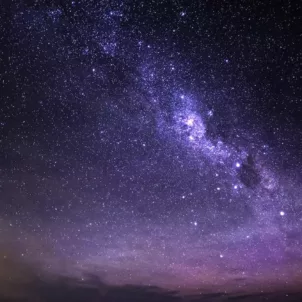 Colorful celestial night sky with Milky Way view