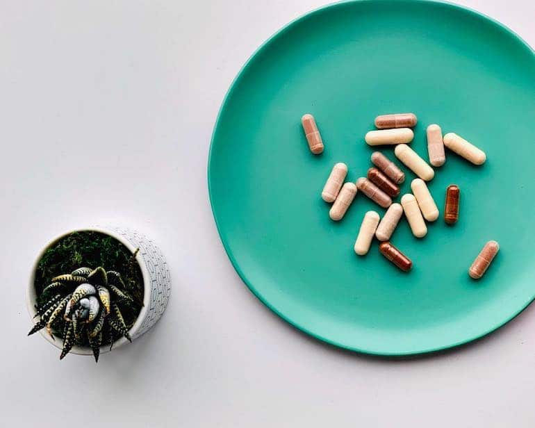 Dietitian's supplements on a plate