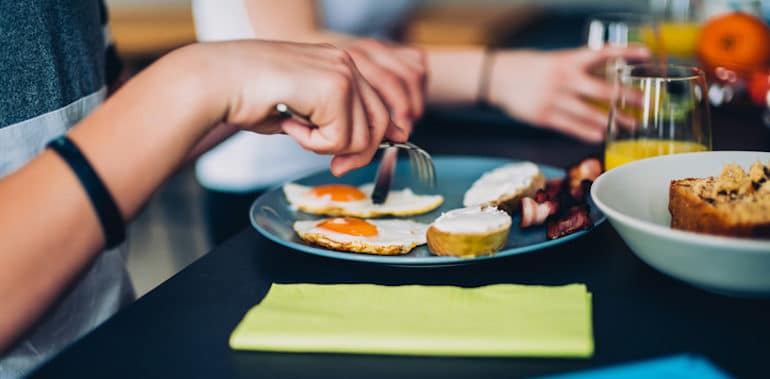 Sunny side up eggs for breakfast, which can help balance hormones