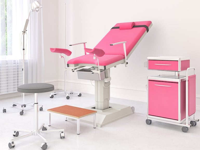 Gynecologist office with pink accents