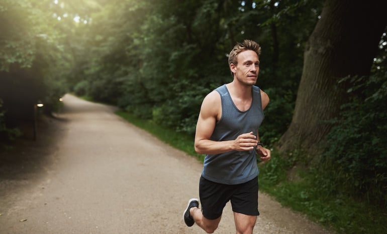 Man running in nature