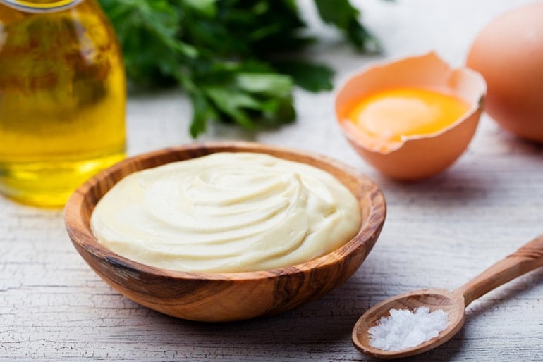 Mayo, oil, and eggs to make DIY beauty recipes and hair masks