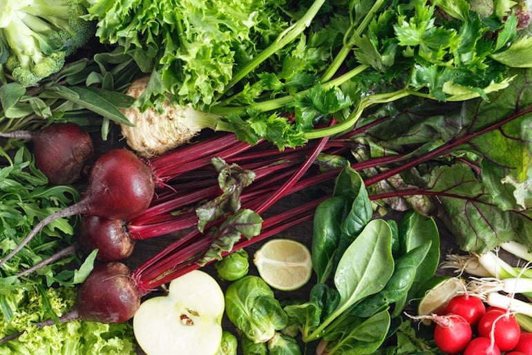 Beets, spinach, and other leafy greens that are rich in nitrates to convert to nitric oxide benefits