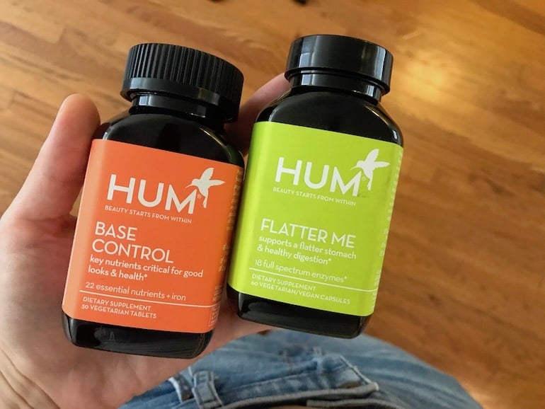 HUM Base Control multivitamin and Flatter Me digestive enzymes