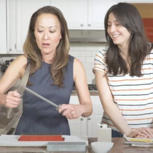 Chef Mychael Chang demonstrates how to sharpen kitchen knives