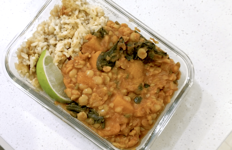 Yellow Split Pea Daal Lunch Leftovers on a WFPB Diet