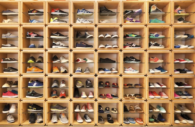 Overwhelming display of shoes