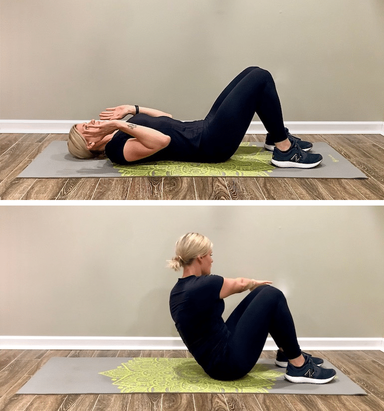 Cross Crunch + Reach Ab Workout Demonstration