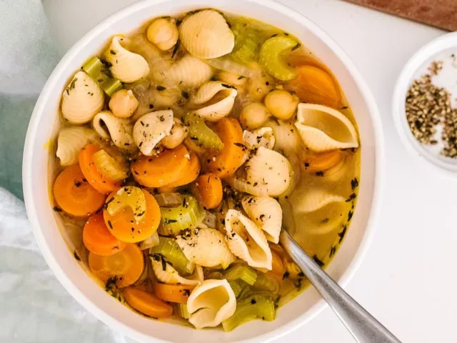 Vegan Chickpea Noodle Soup for comfort food and immunity