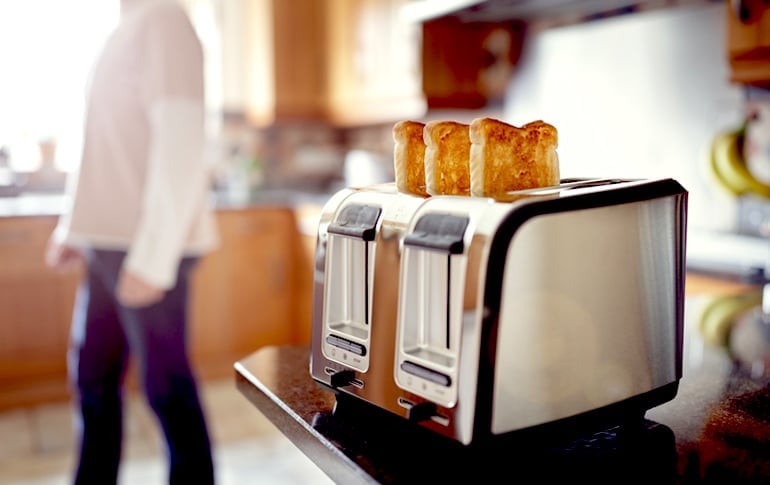 Toast in toaster as part of the BRAT Diet