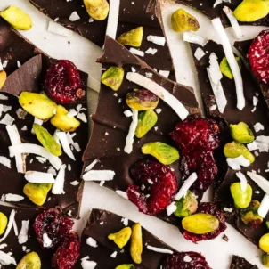 A Dietitian's Healthy Dark Chocolate Bark Recipe for a festive holiday dessert