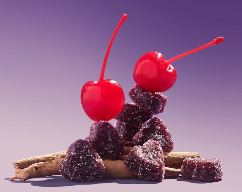 Calm Sweet Calm sour stress gummies with ashwaghanda root and cherry