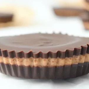 Healthy Dark Chocolate Almond Butter Cups made my Shavonne Morrison, MS, RD, LD