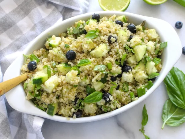 quinoa salad recipe with avocado cucumber and blueberries