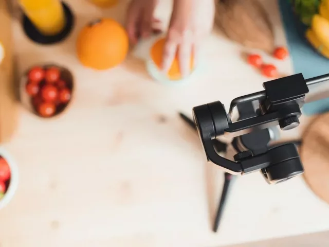 In the kitchen filming TikTok food trends