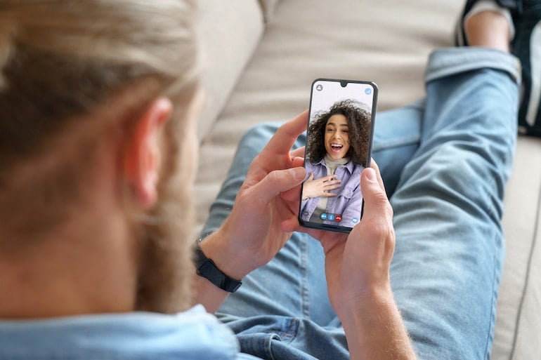 man video calling woman