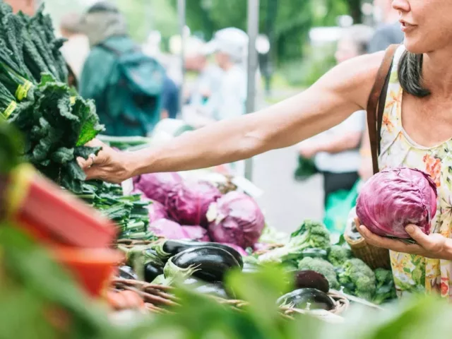 woman shopping at farmer's market