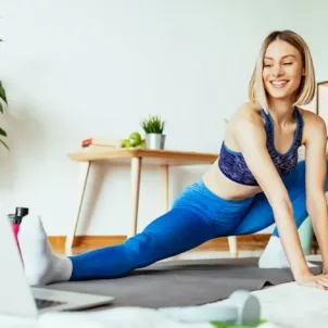 stretching during video workout