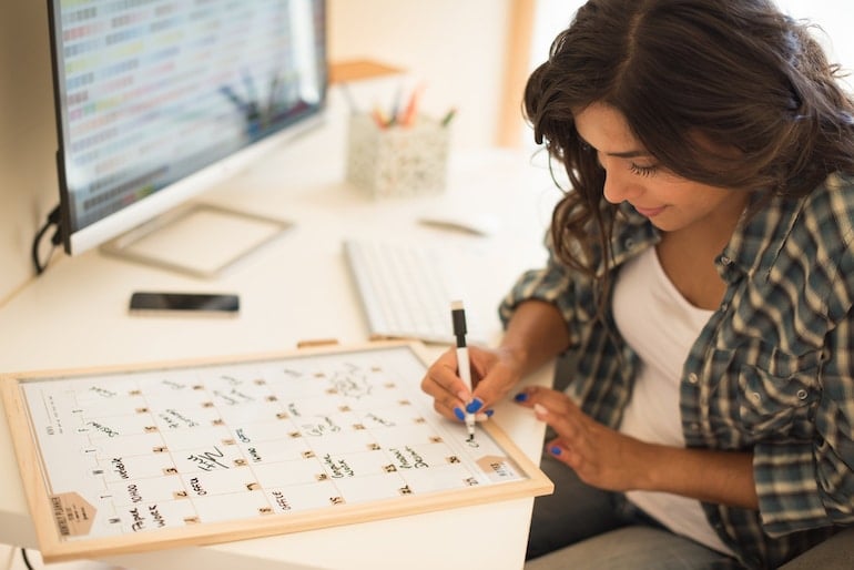 woman planning her calendar