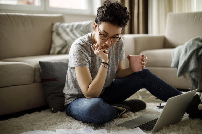 woman focusing on work