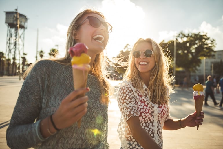 women eating ice cream