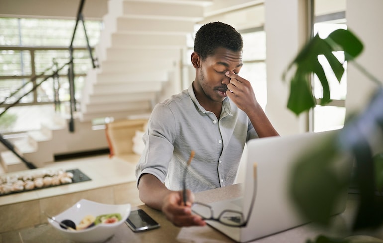 Man stressed at work