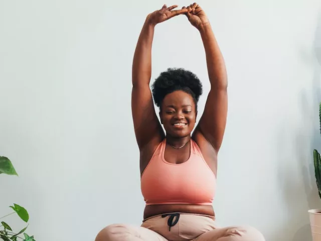 workout recovery woman stretching