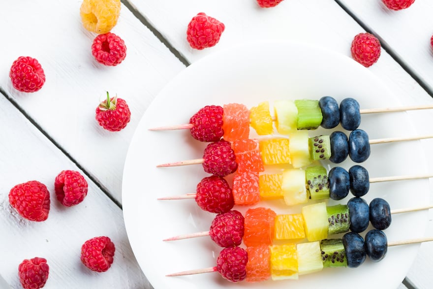 healthy pool snacks fruit skewers