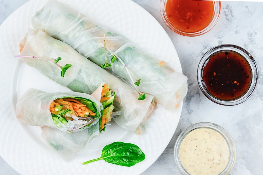 healthy pool snacks vegetable spring rolls