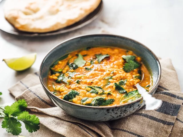 Daal with lentils and spinach, two of the best high iron foods